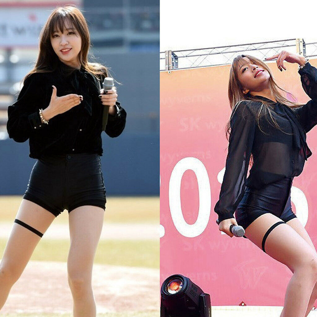 Women's Sexy Elastic Leg Garter Gothic Leg Band Single Row Leg Ring 2cm Wide