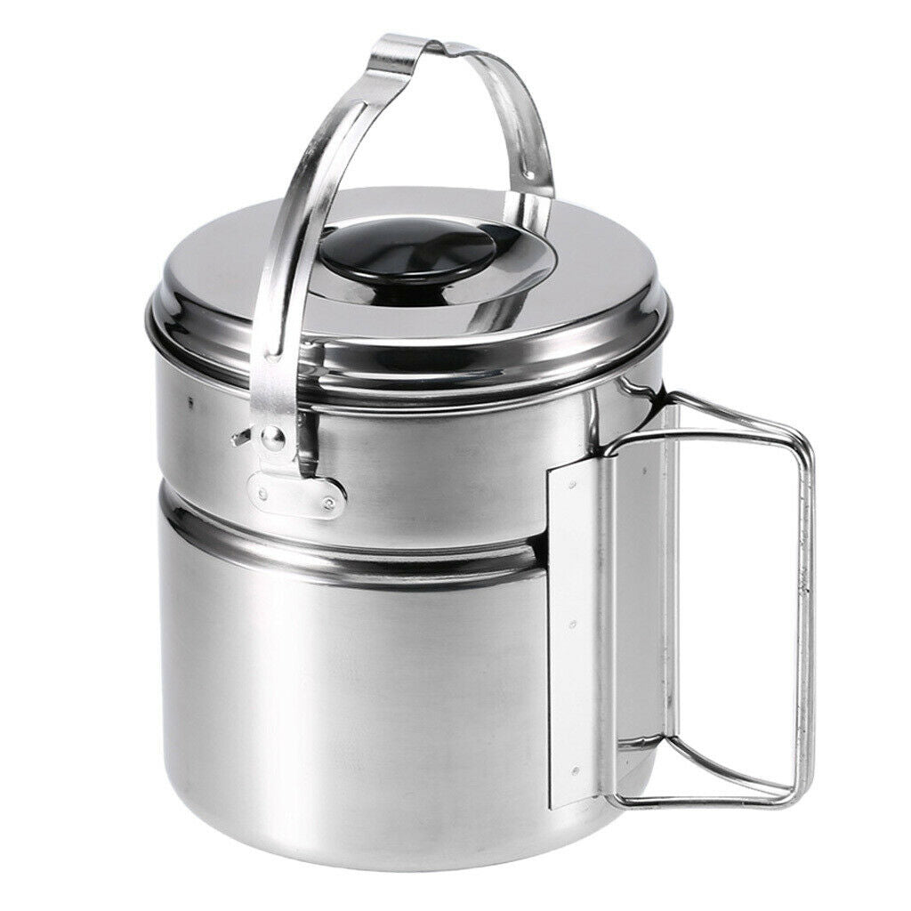 Small Outdoor Camping Hanging Pot Boil Water Cookware with Lid and Handle