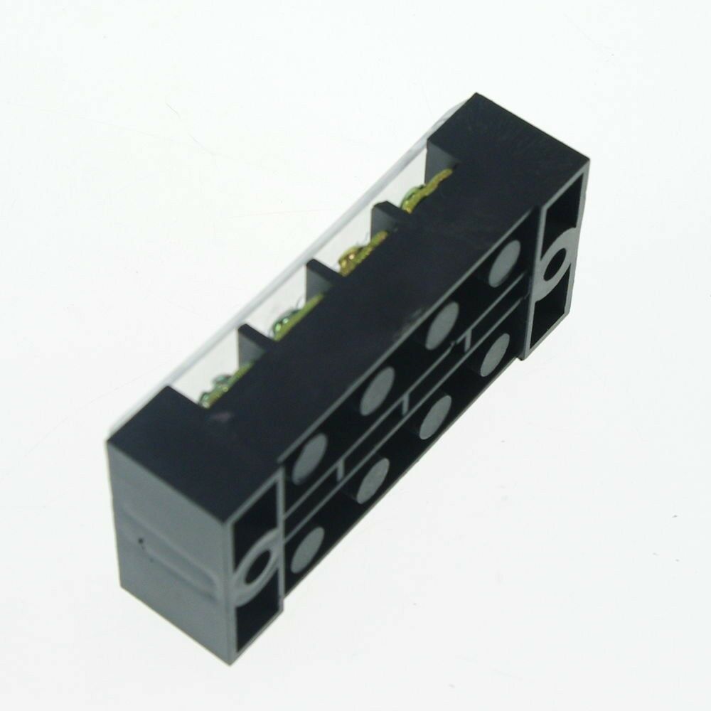 (2)4 Position/Poles 8 Holes Screw Terminal Blocks Covered Barrier Strip 600V 25A