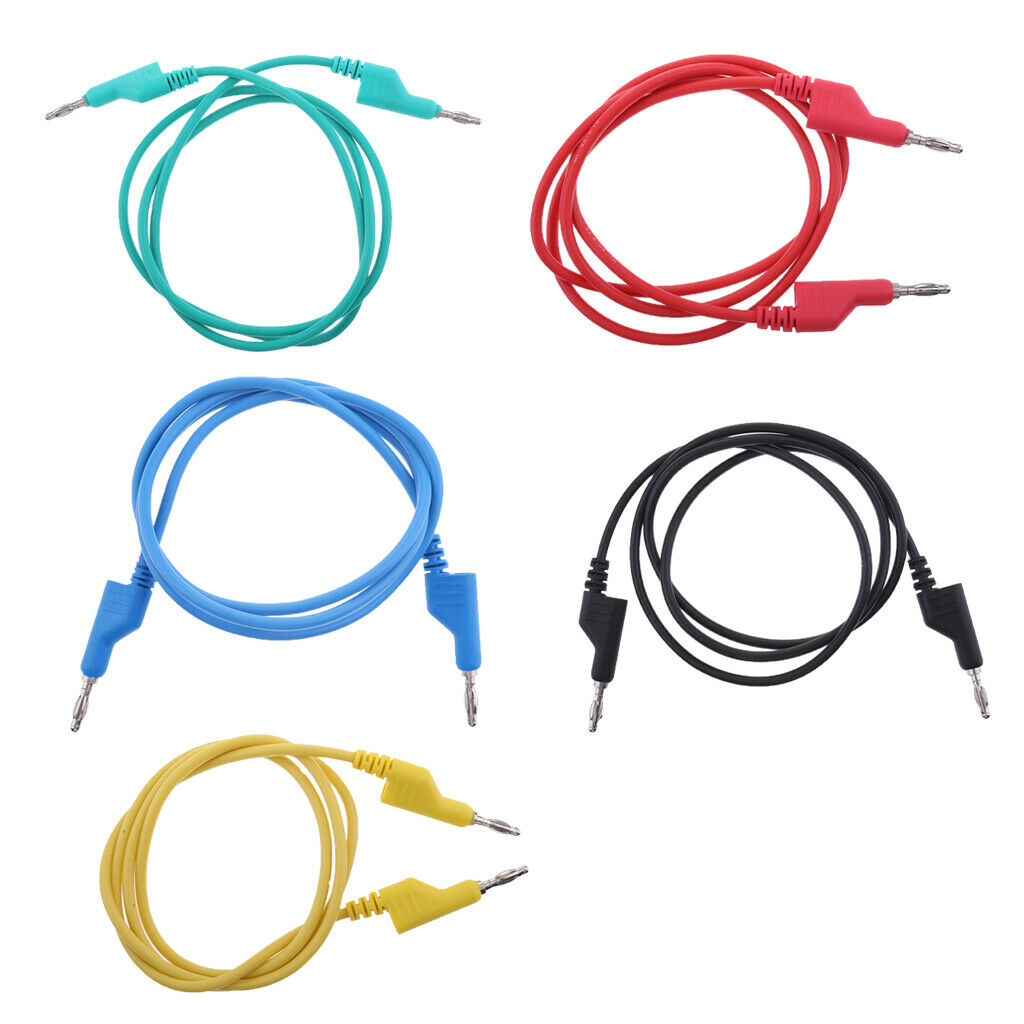 4x 4mm Stackable Banana Plug Wire Silico Test Cable for Multimeter  Black