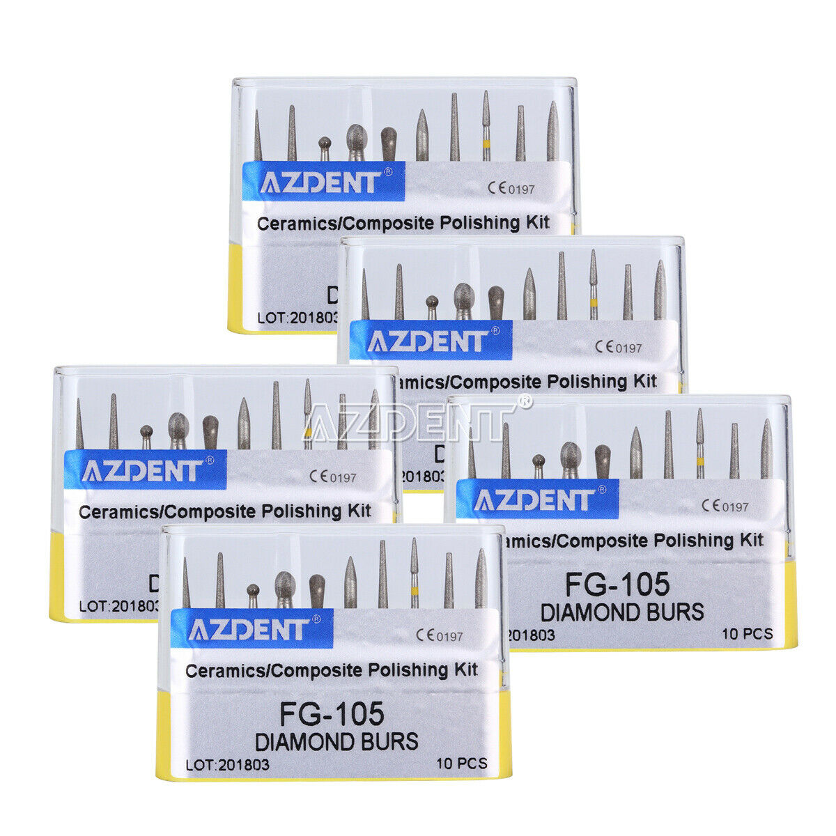 100 X Dental Diamond Burs Set FG-105 Ceramics Composite Polishing FG Burs AZDENT