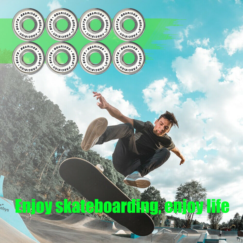 8x Skateboard Bearings Carbon Steel for Longboards Roller Skates Spinners