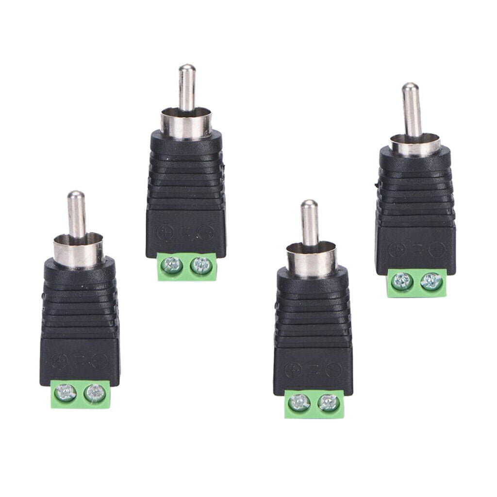 4-Pack Phono RCA Male Plug to AV Screw Terminal Audio/Video Connector Adapter