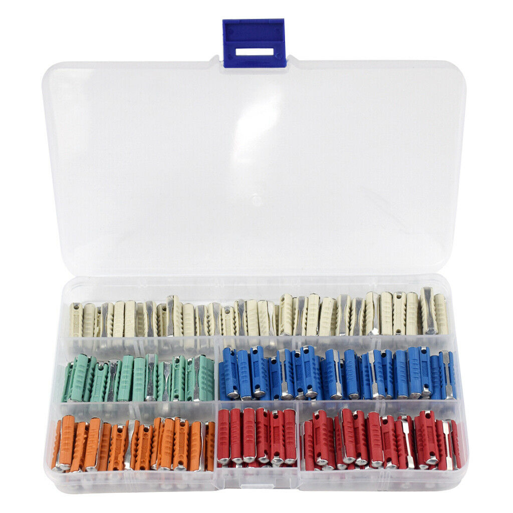 200Pcs Mini European Car Auto Fuses Torpedo Type Assortment Kit with Box 5A-25A