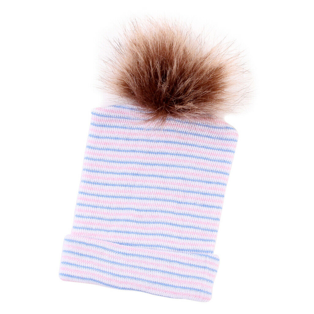 Cute Newborn Baby Soft Comfy Ball Warm Beanie Hat Stripe