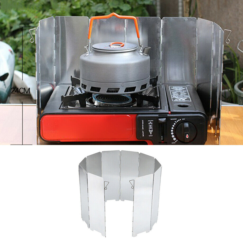 10 Plates Folding Cooker BBQ Gas Stove Wind Shield Screen for Camping Foldable