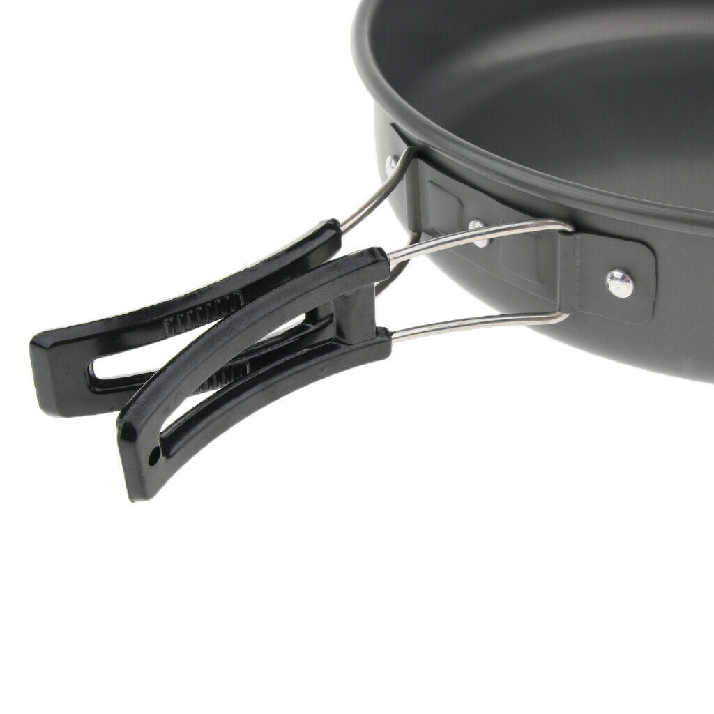 Portable Frying Pan Outdoor Camping Picnic Pot Cookware with Folding Handle