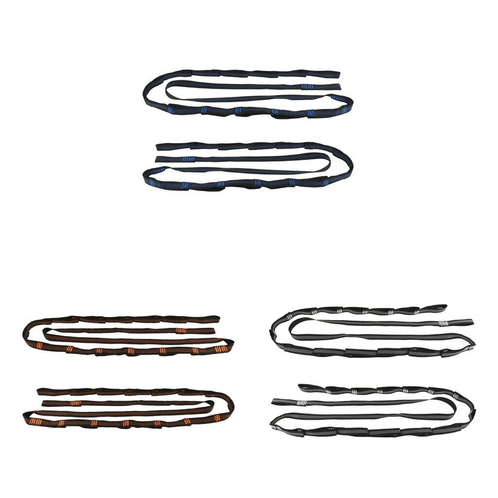 2pcs Adjustable Tree Hanging Hammock Nylon Strap Rope 280cm Camping Orange