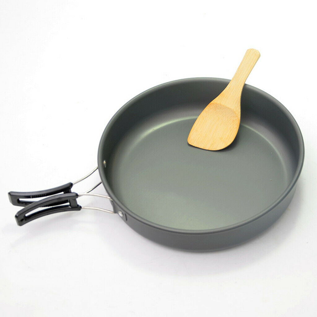 Portable Frying Pan Outdoor Camping Picnic Pot Cookware with Folding Handle