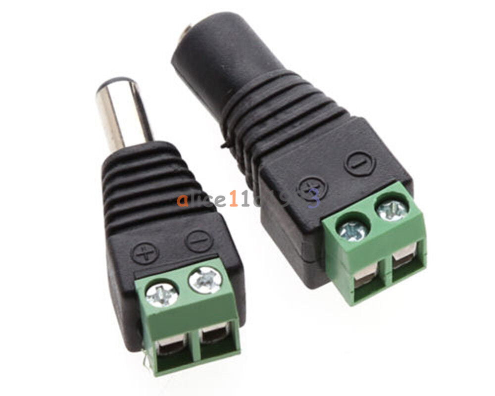 2Pairs Male Female 2.1x5.5mm DC Power Plug Jack Adapter Connector for CCTV