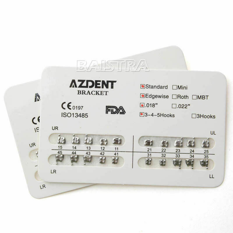 100 X Dental Orthodontics Brackets Edgewise Slot .018" & 3-4-5 Hooks AZDENT