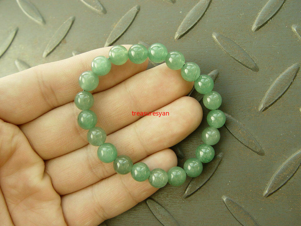 100% Natural Aventurine DongLing JADE Green 8mm Bead Beads Bangle Bracelet AAA