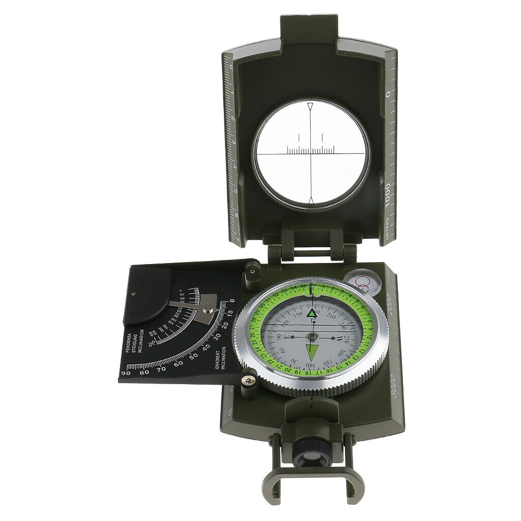 Pocket Army Geology Sighting Compass Inclinometer Hiking Satellite