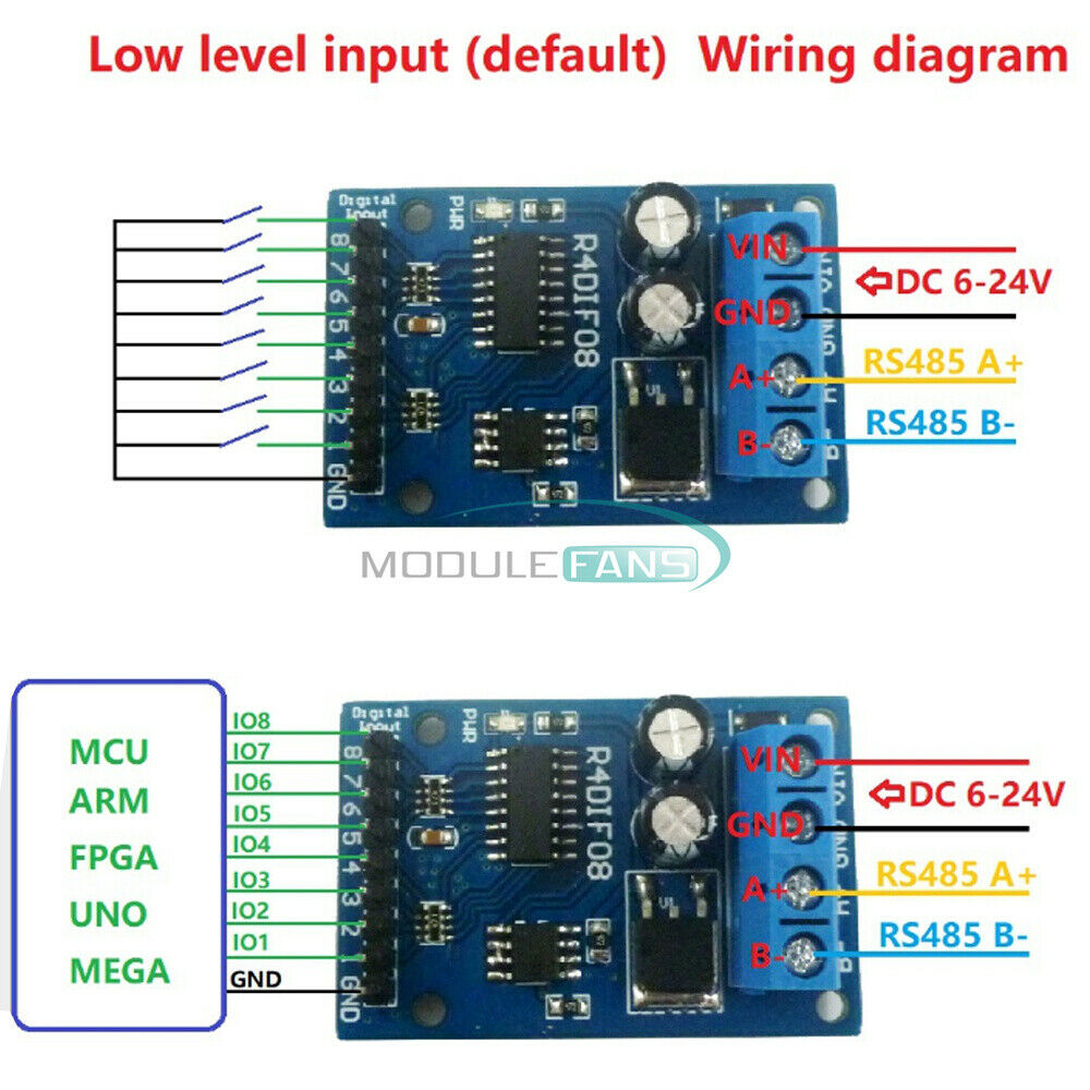 DC 12V 8-Channel Digital Input Module RS485 Modbus RTU Switch Acquisition Board