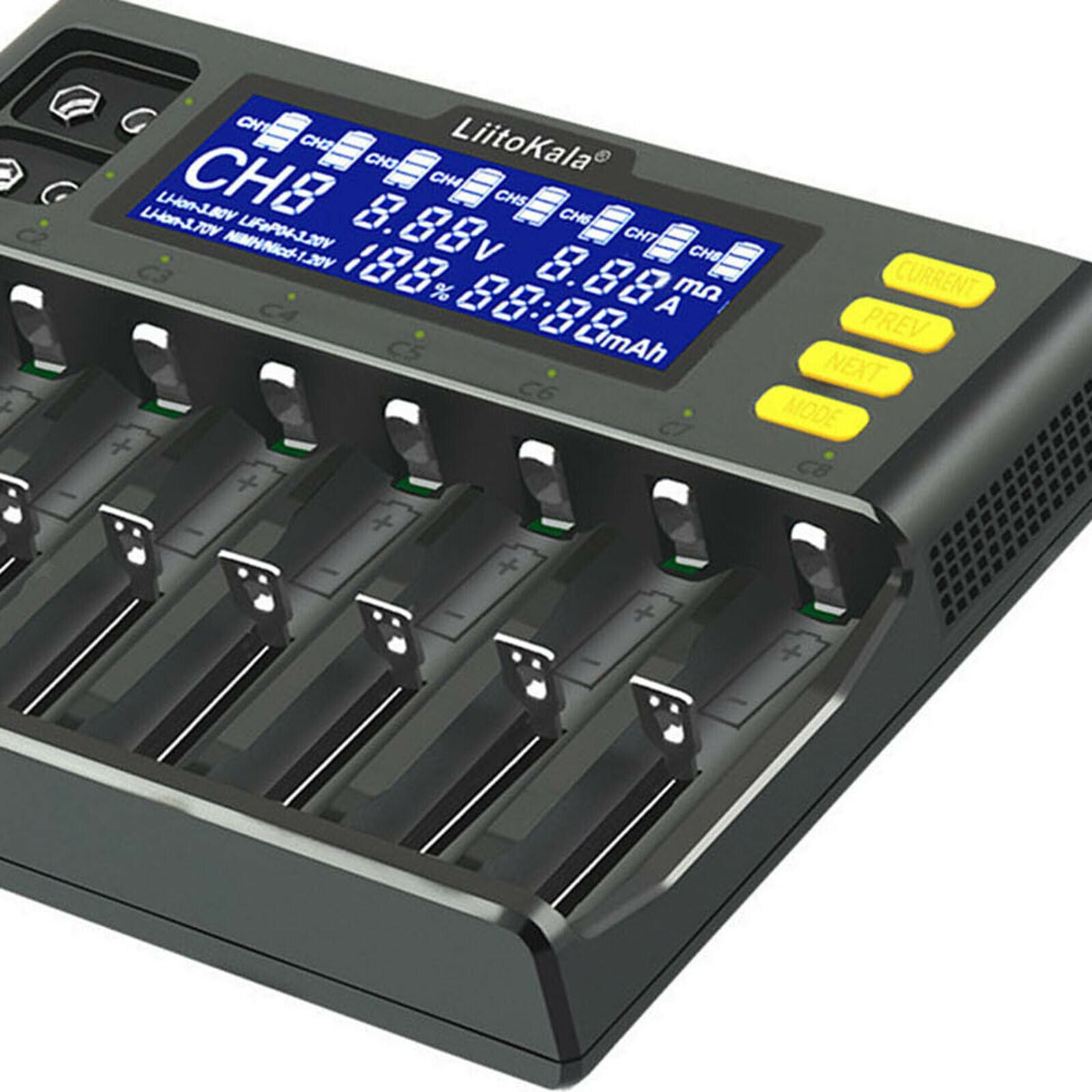 8 Bay Smart Battery Charger 2A 9V Li-8.4V Fit for Universal 20650 AA C SC