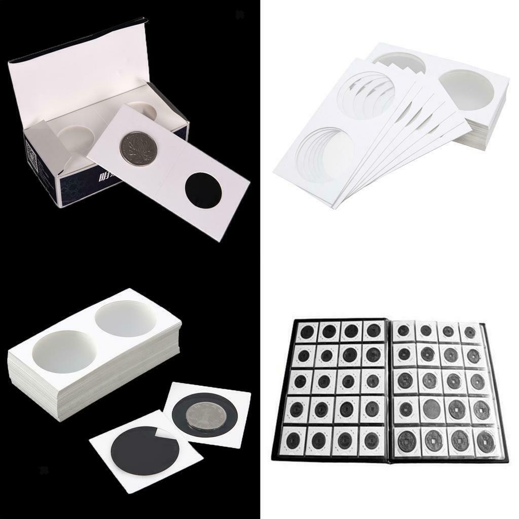 100-pieces Cardboard Coin Flips 25mm Coin Collecting Holder Card for Starter
