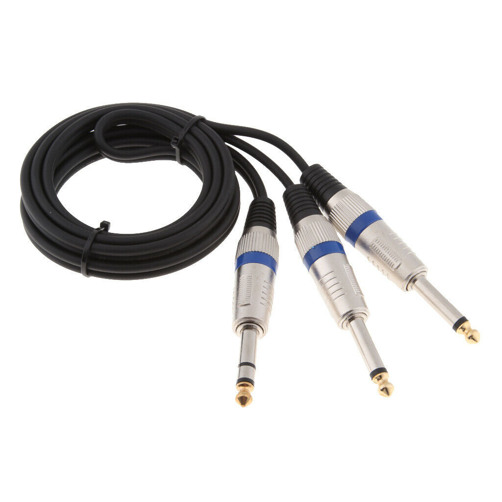 6.35mm 1/4" TRS Stereo to Dual 1/4" TS Mono Y Splitter Cable