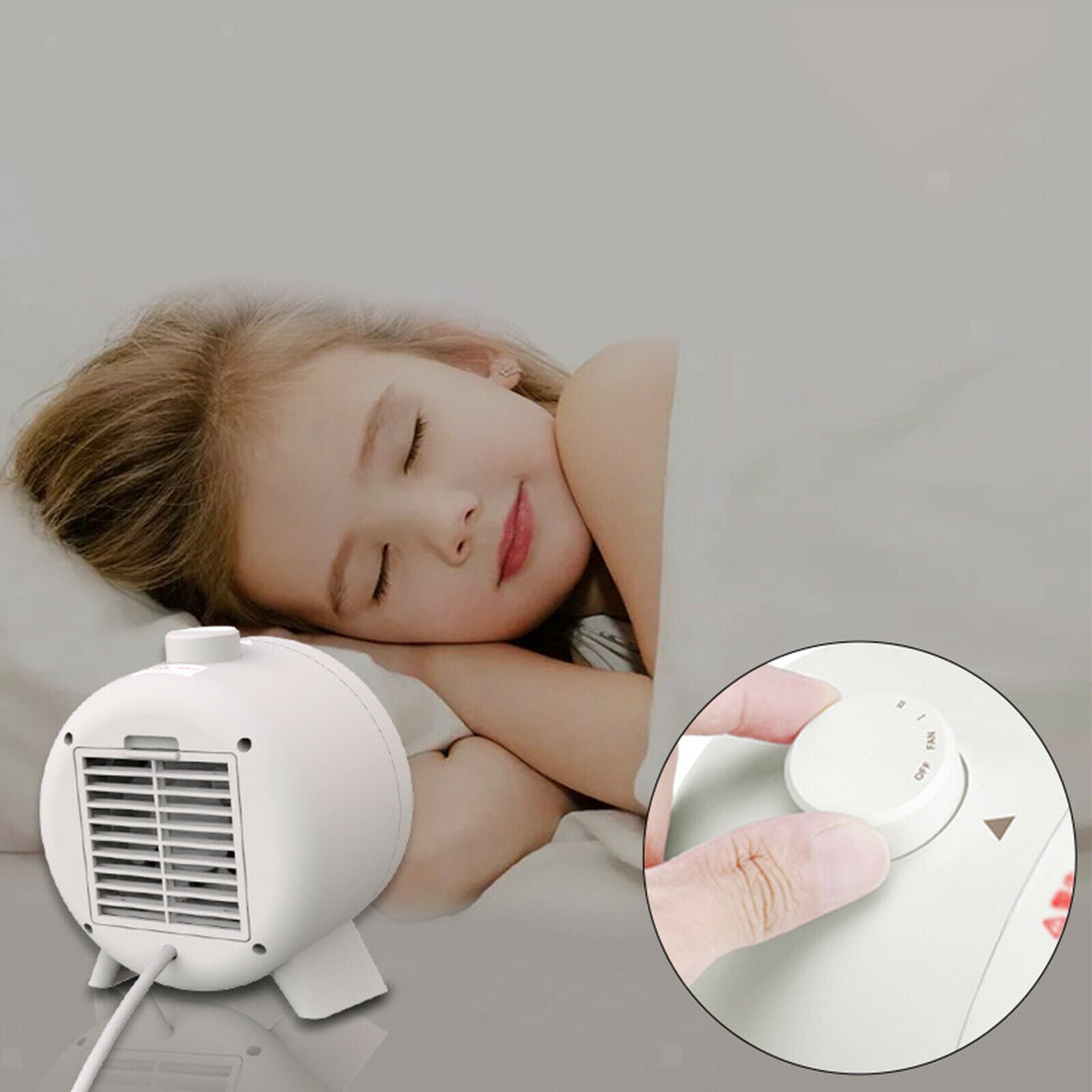 Portable Electric Space Heater Adjustable Personal Fan Thermostat Desk Decor