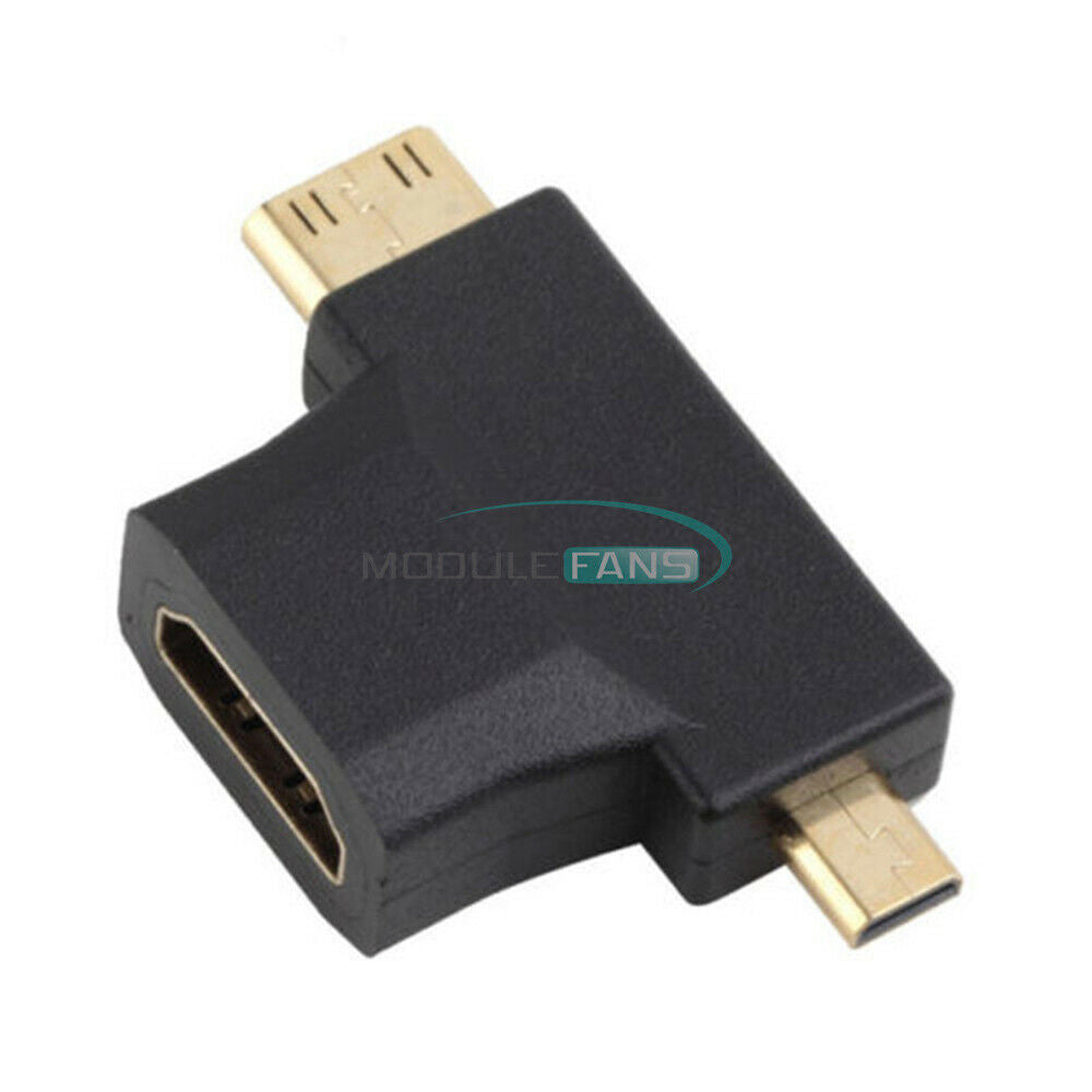 HDMI Female To MicroHDMI Male 3-in-1 Cable Adapter Converter Black
