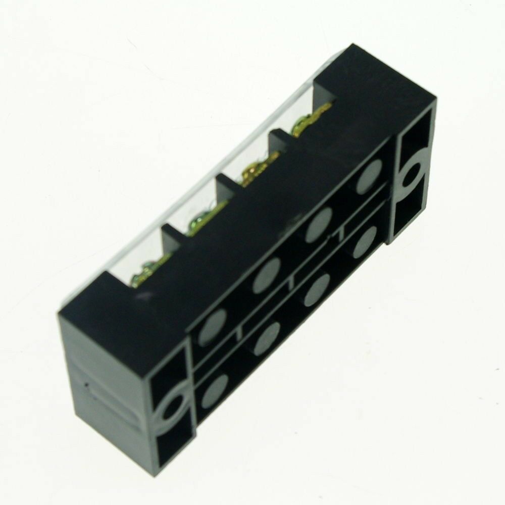 (2)4 Position/Poles 8 Holes Screw Terminal Blocks Covered Barrier Strip 600V 25A