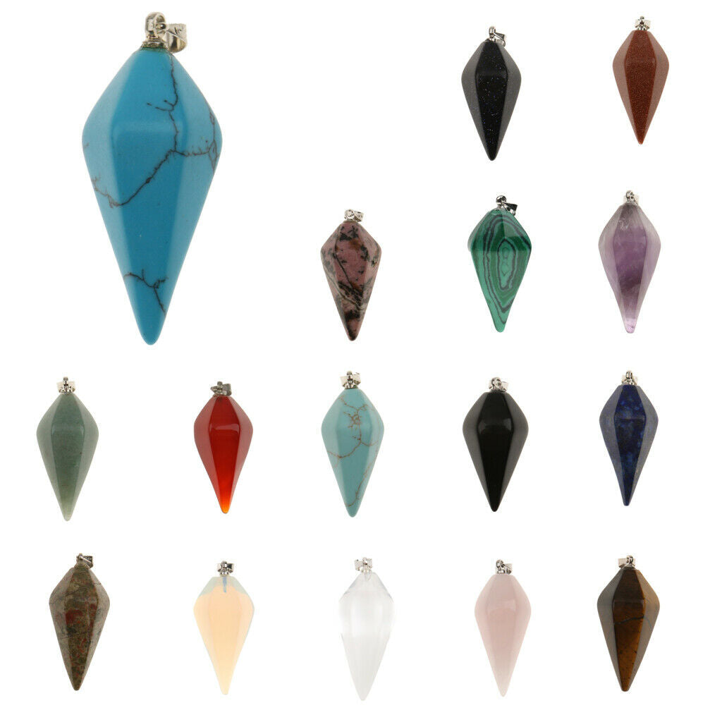 Natural Gemstones Hexagonal Pointed Pendant Pink Quartz