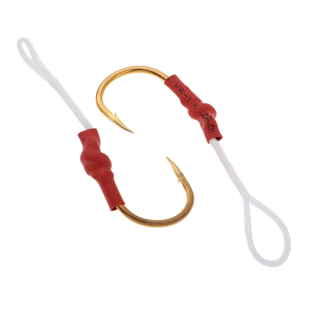 2 Pieces Jigging Assist Hooks Assist Fishing Hooks with White PE Line 070