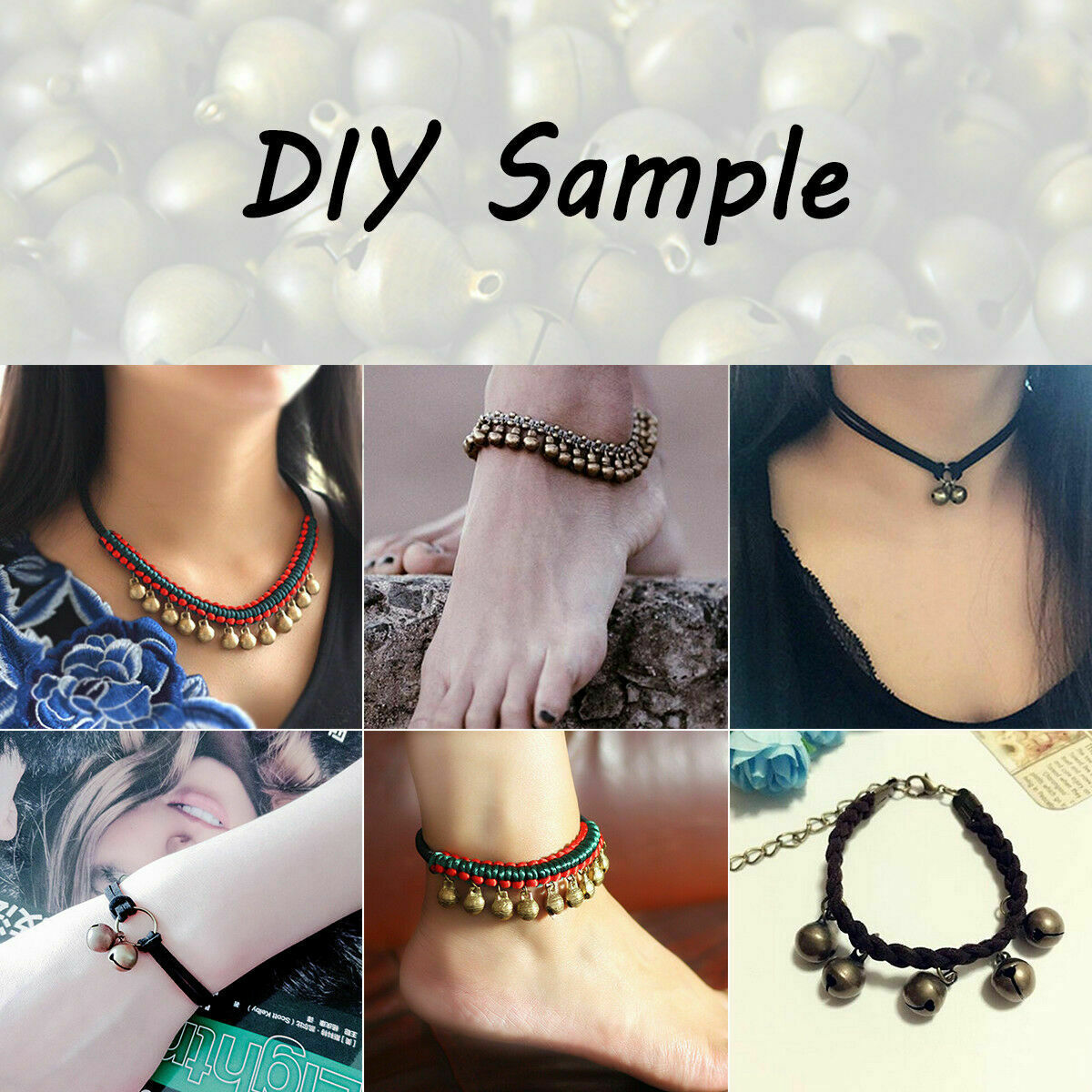 100 Tiny Brass Bells Beads Charms Bronze Bells Eastern Jewelry Making Craft 6mm