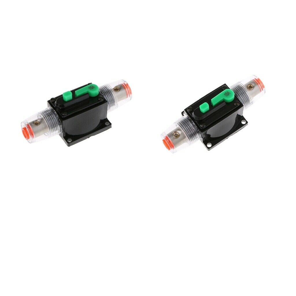 2x 15Amp In-Line Circuit Breaker Stereo Audio Car Fuse Holder 12V/24V/32V DC