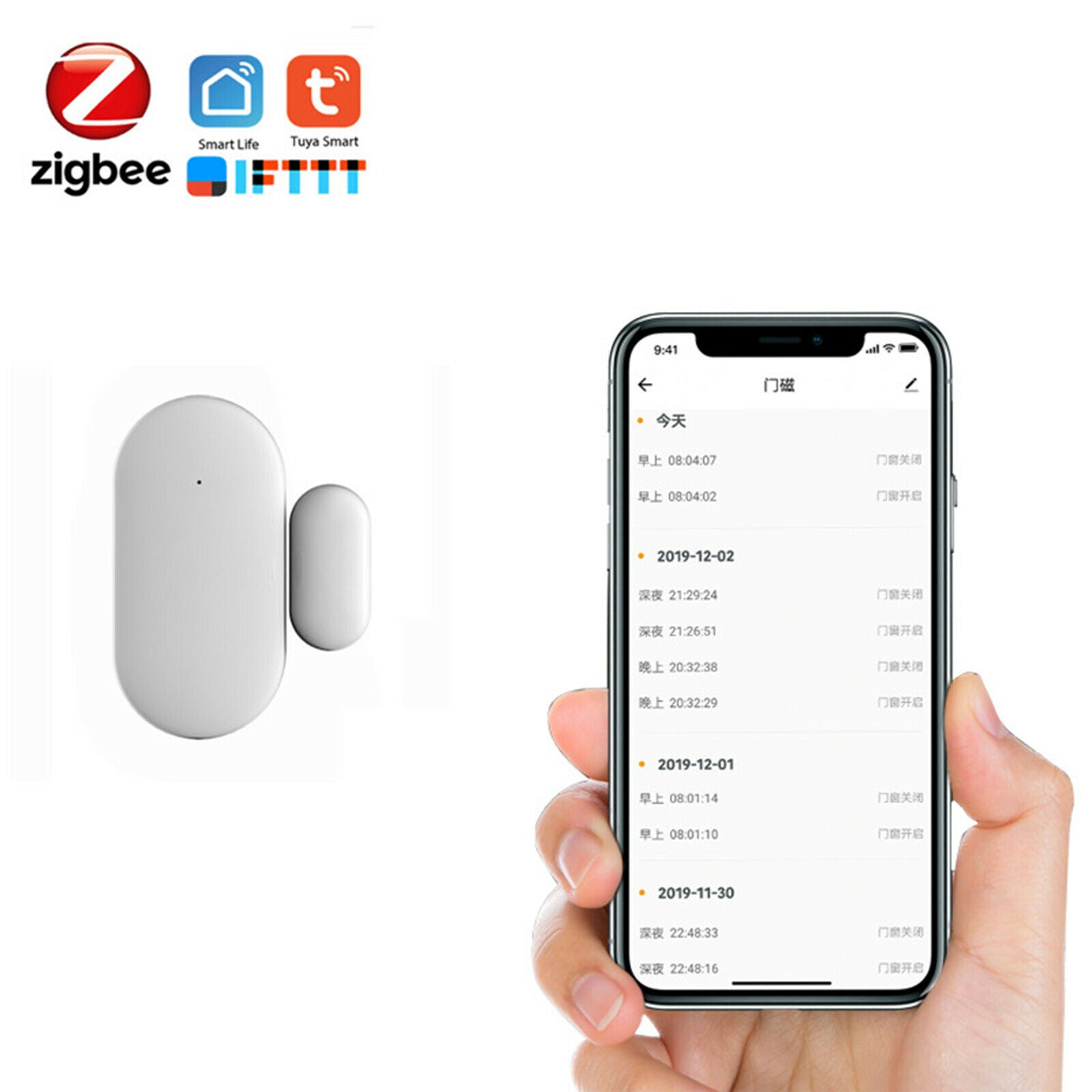 WiFi Door Window Sensor Wireless Automatic Detector for Tuya Home Security