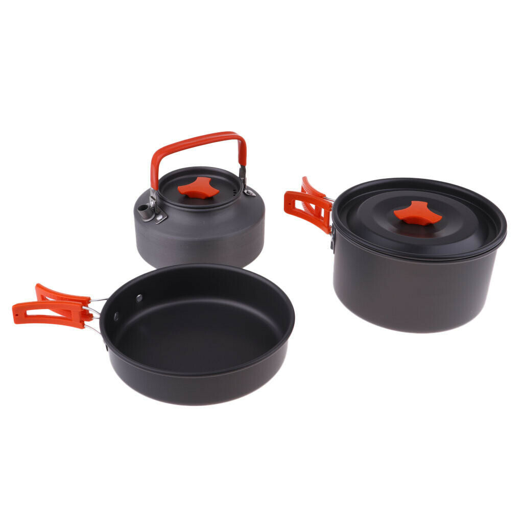 Foldable Non Stick Aluminium Pot Pan Kettle Camping Cooking Cookware Set