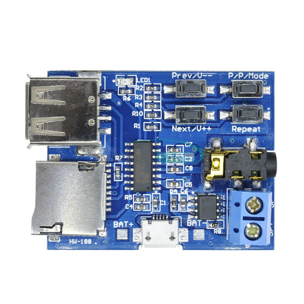 2PCS TF/U Disk MP3 Format Decoder Board Amplifier Decoding Audio Player Module