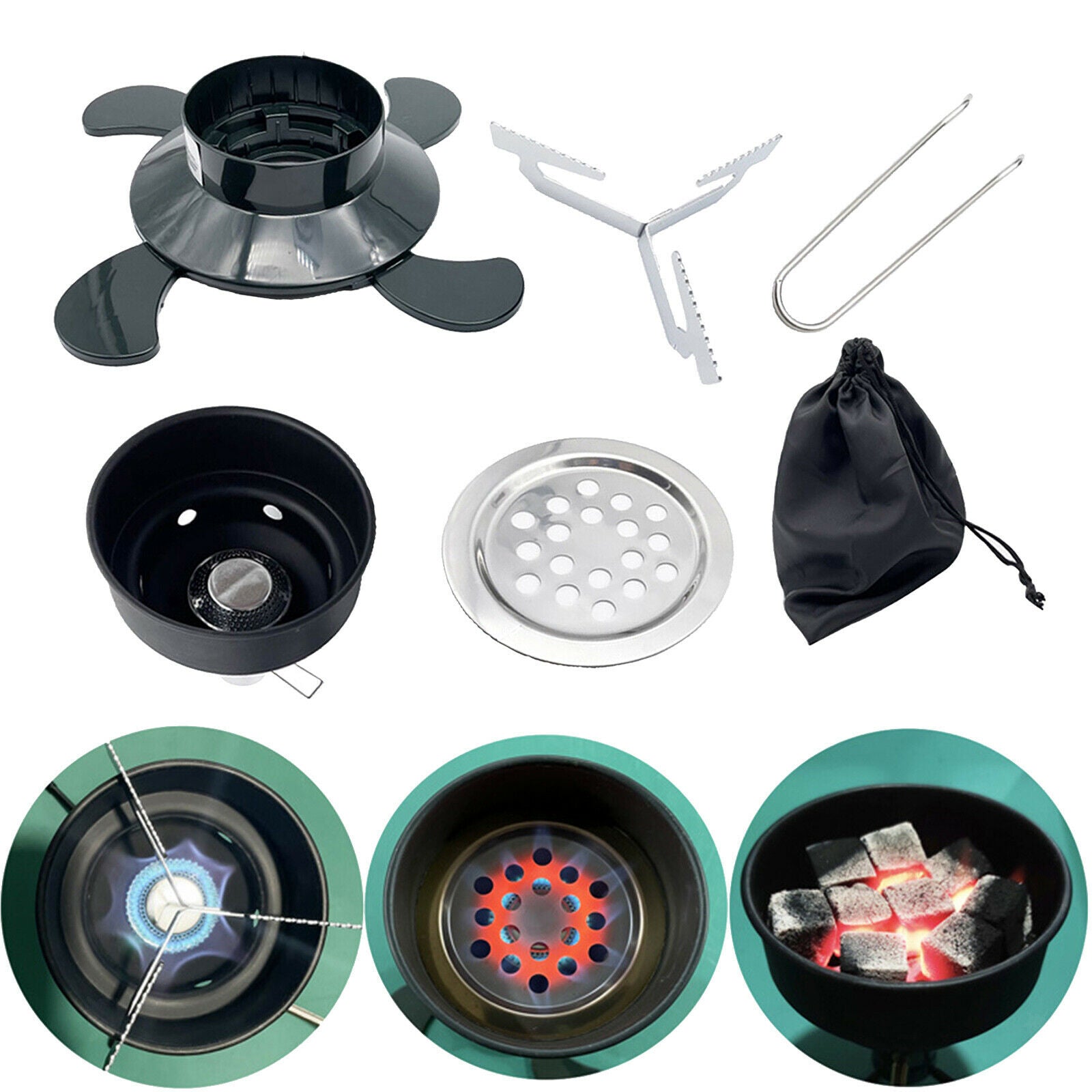 Camping Stove Butane Gas Stove BBQ Outdoor Wood Burning Coal Stove Hiking