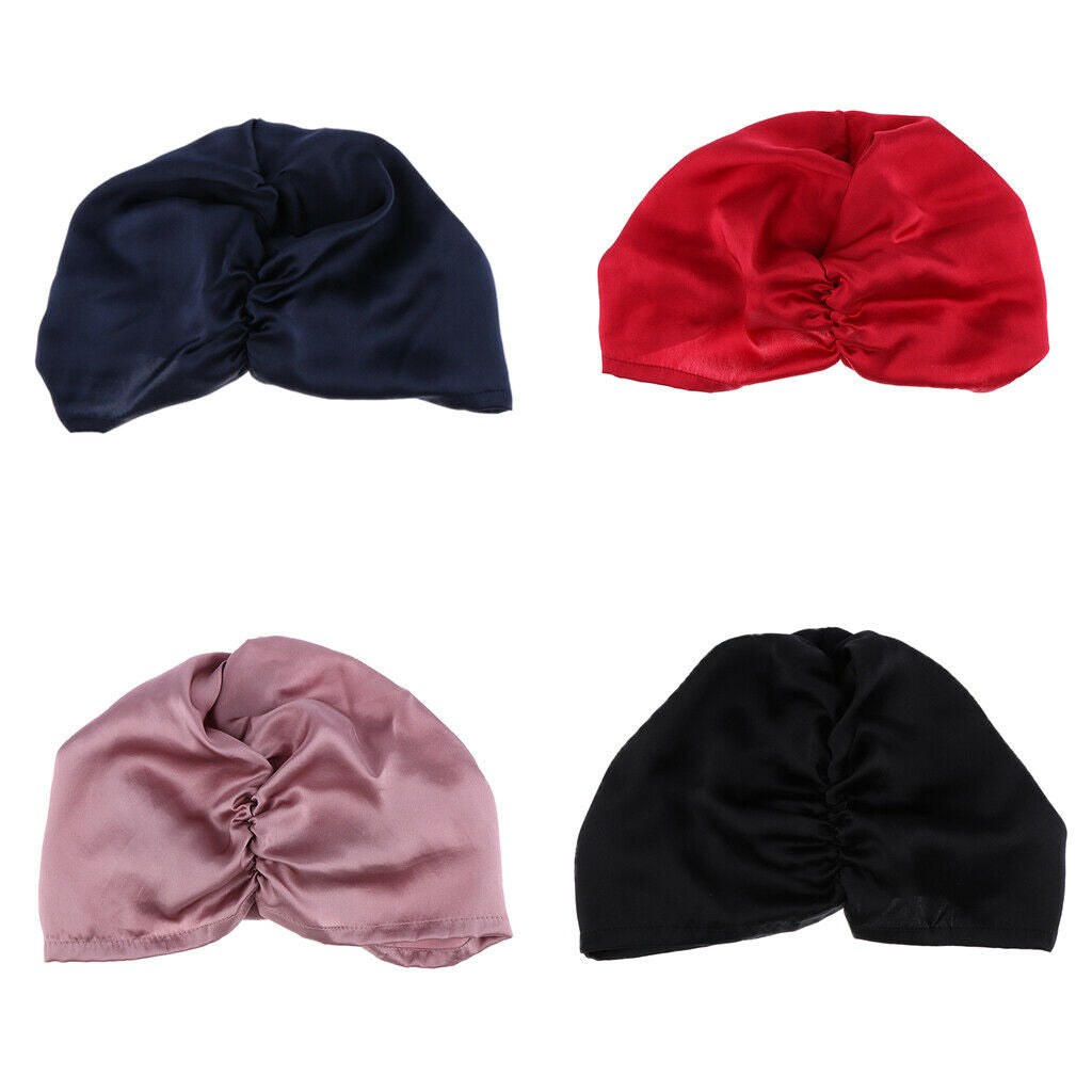 100% Silk Sleeping Sleep Hat Night Hair Care Bonnet Scarves Wrap Elastic