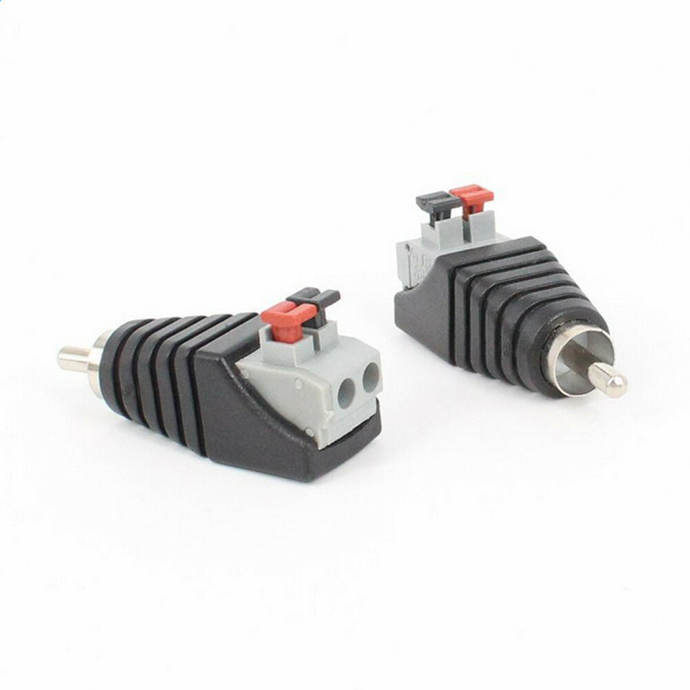 1xSpeaker RCA Connector Wire A/V Cable to Audio Male RCA Adapter Jack Press Plug