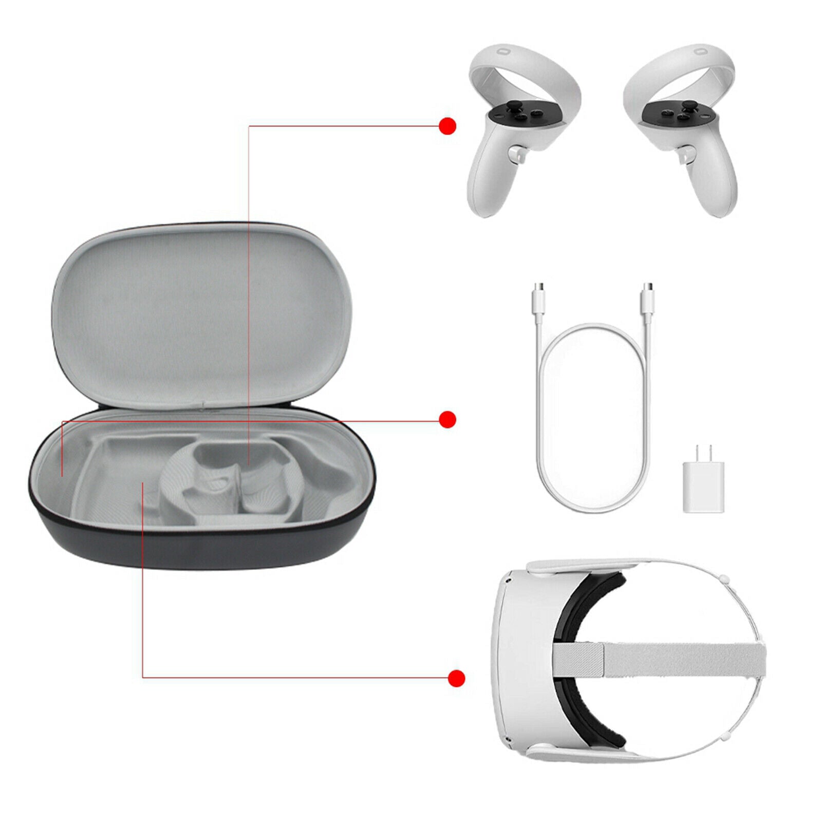 For   Quest 2 EVA Storage Bag VR Headset / Controller Travel Carrying Case