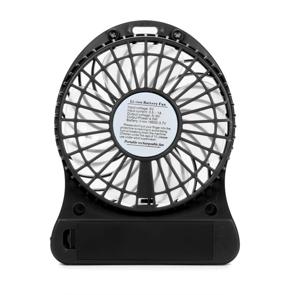 Portable Rechargeable LED Light Air Cooler USB 18650 Battery Handheld Mini Fan