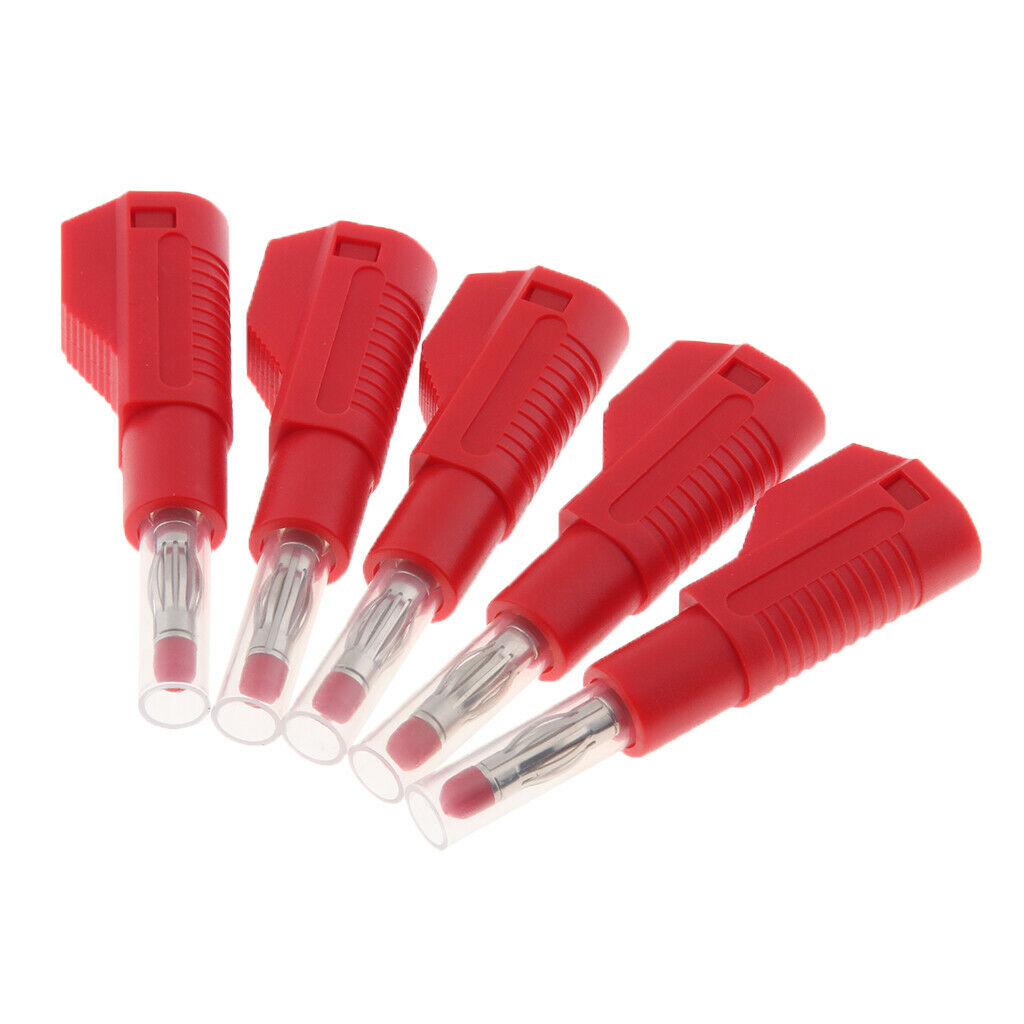 10PCS Unshrouded 4mm Male Sheath Stackable Banana Plug Red + Black