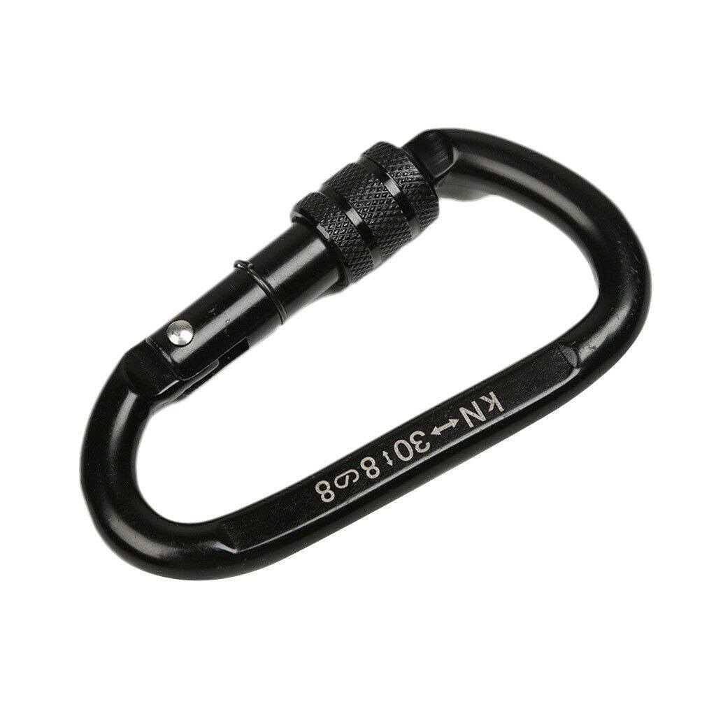 30KN D-ring Strong Screw Locking Carbon Steel Carabiner Climbing Karabiner