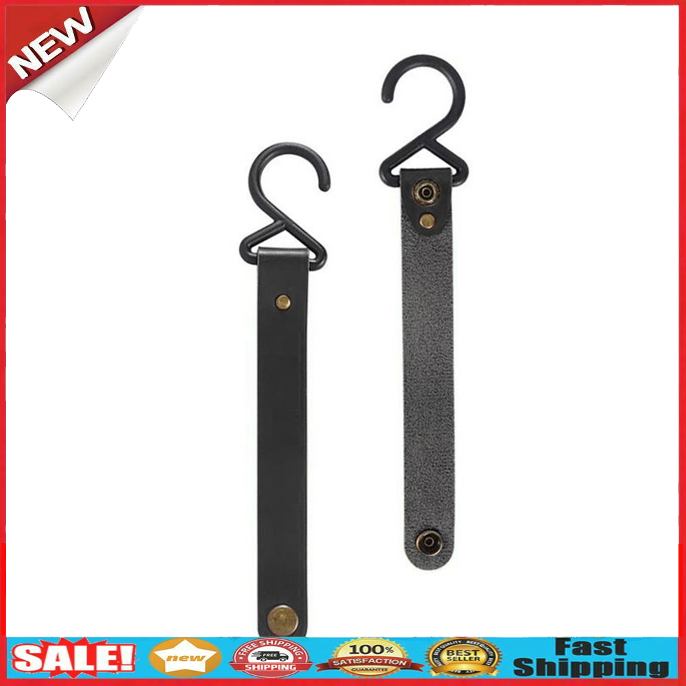 4pcs Outdoor PU Leather Hooks Camping Hiking Tripod Clothes Storage Hanger @