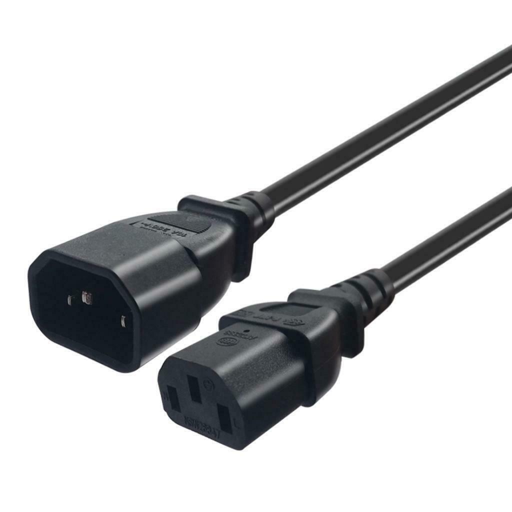 Black New PVC C14 Male to C13 Female Power Convertor 3.3ft Replacement