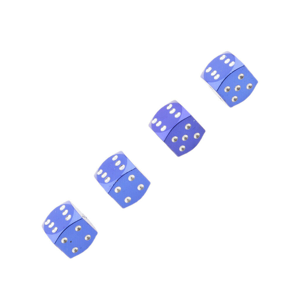 4Pcs Dice Motorcycle Car Truck Wheel Stem Air Valve Caps Covers Blue
