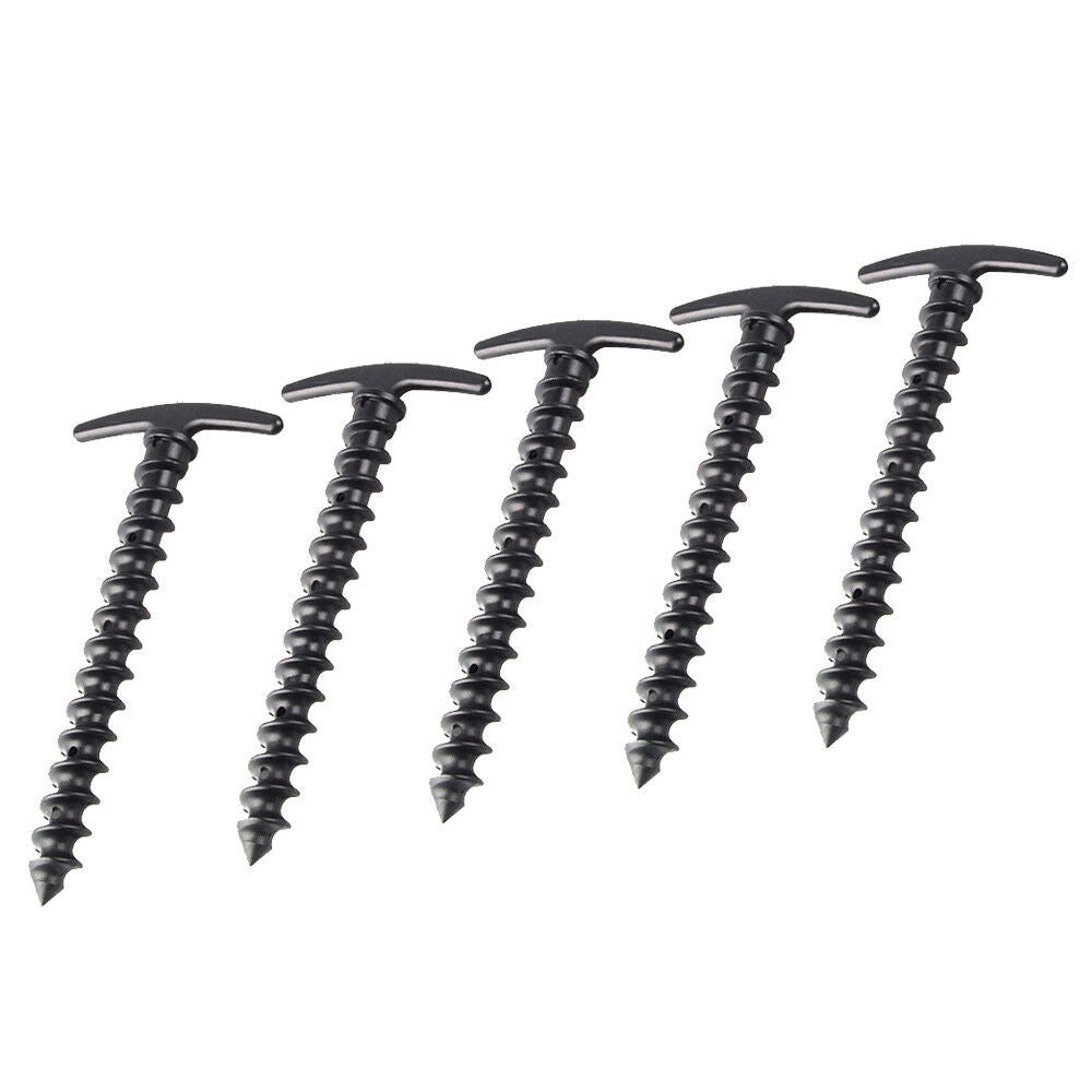5x Plastic Screw Spiral Tent Peg Stakes Nail Outdoor Camping Awning Trip Kit