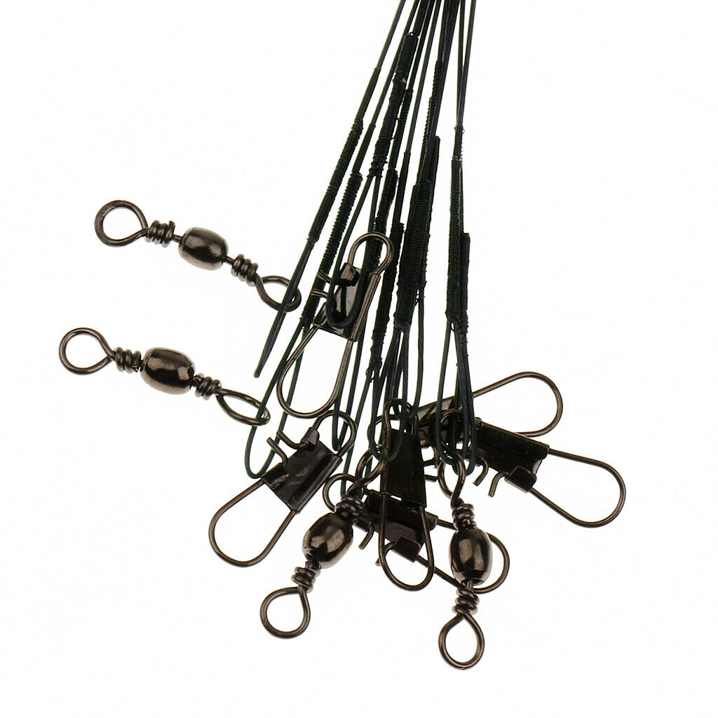 Pro Anti-Bite Stainless Steel Fishing Wire Trace Lures Leader - Blcack 20cm