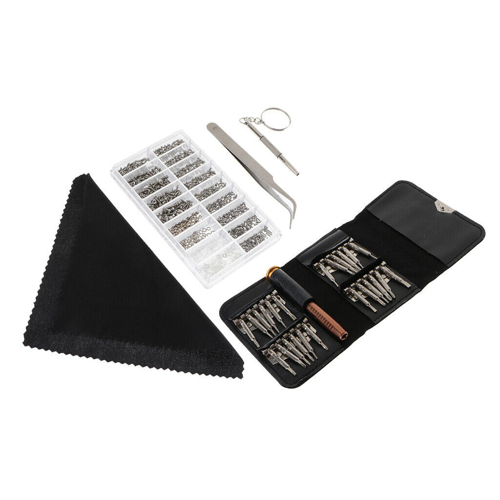 1000 Screws Eyeglasses Repairment Assortment Kit With Tweezer Cleaning Cloth