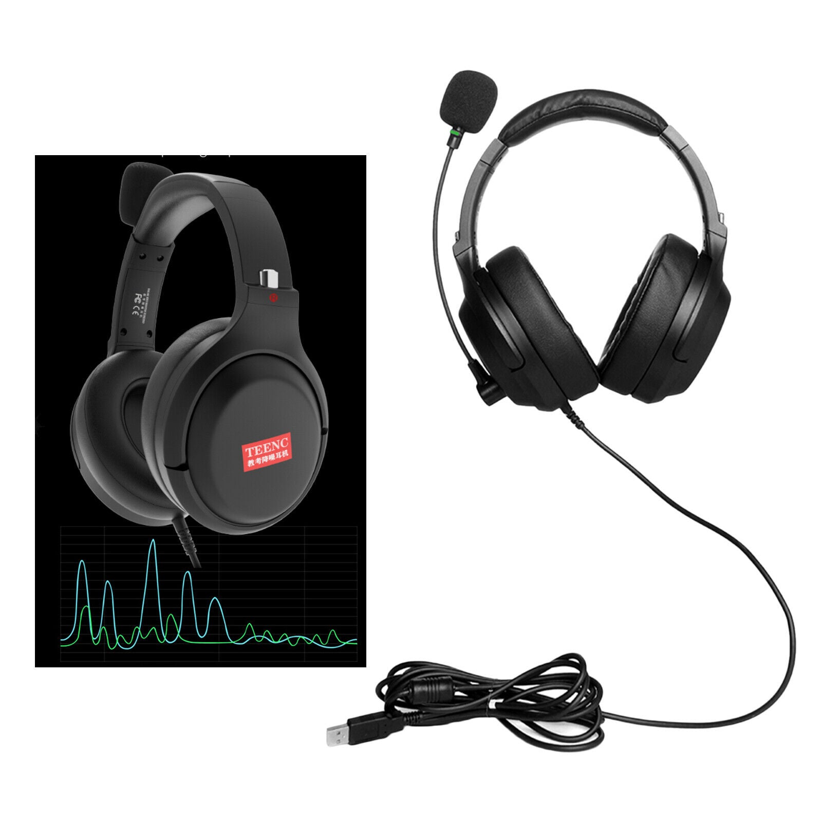 Noise-canceling Headphones with Mic In Line Control Lightweight for Testing