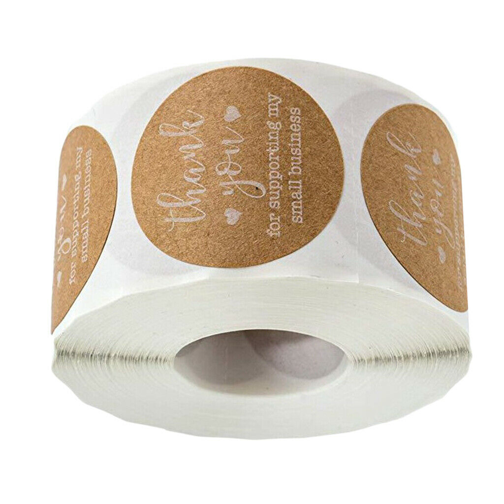 (500 Labels Per Roll) 1'' Round Thank You for Letters Kraft Pater Stickers for