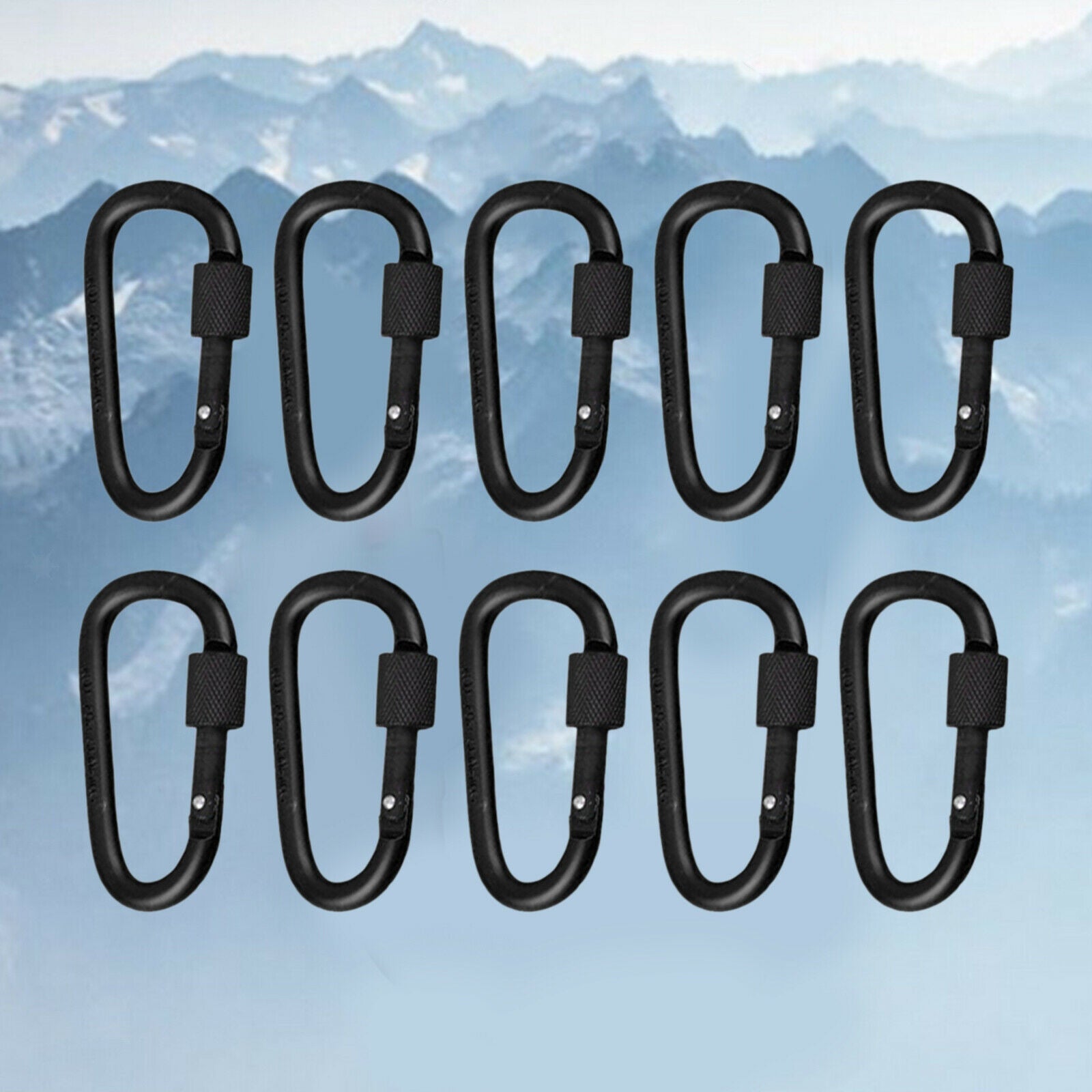 10PCS Small Anti-Rust Carabiner Clips Camping Keychain D-Ring Fishing Clasp