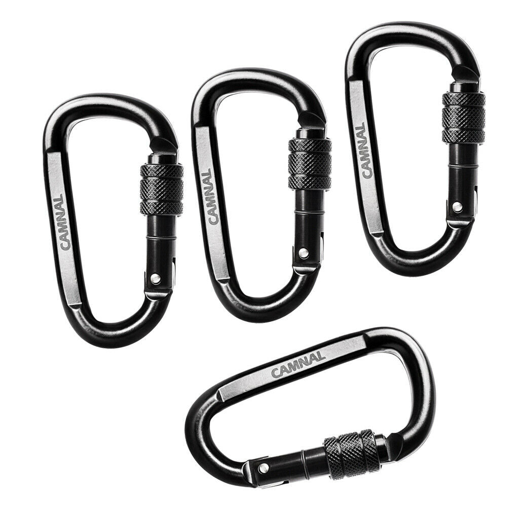 4pcs 30KN Screw Locking Climbing Carabiner for Safety Exploring Rappelling