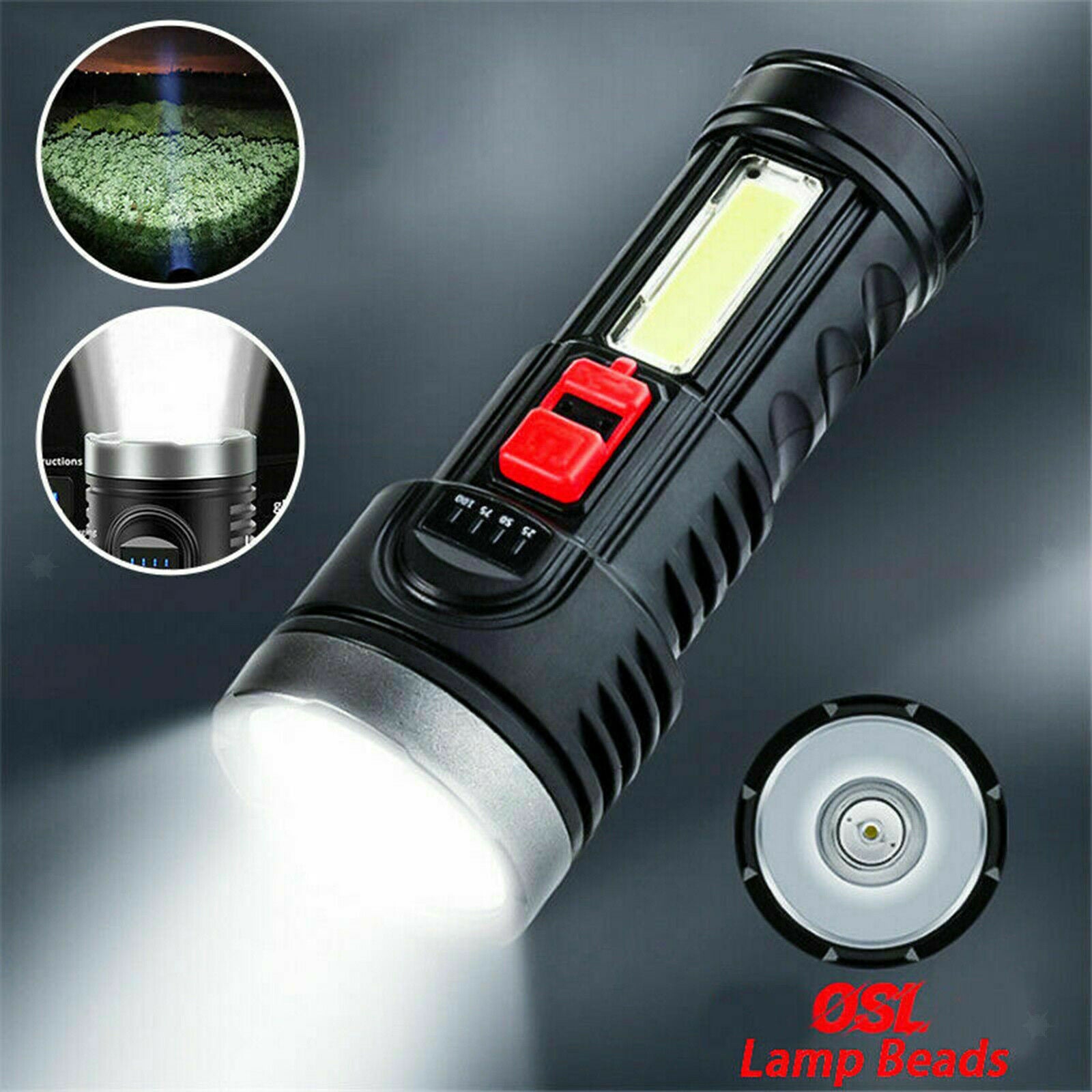Handheld Waterproof Super Bright LED Torch Flashlight USB Bicycle Lamp Kit