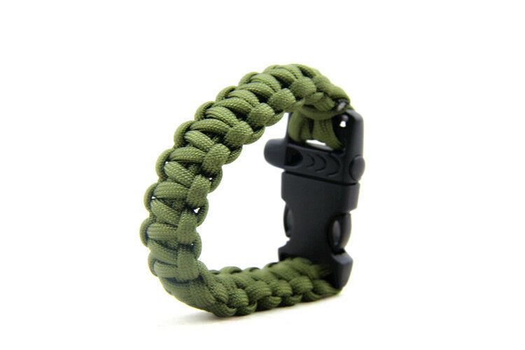 Army Green Outdoor Climbing Rope Bracelet 7 Core Cords With Survival Whistle New